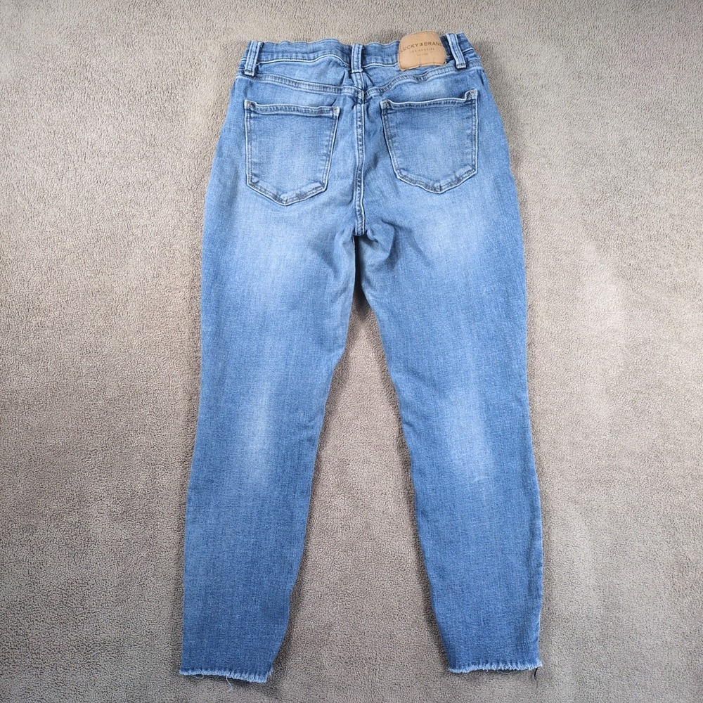 Lucky Brand Ava Skinny Ankle Jeans Womens 8X29 Blue Denim Mid Rise Frayed Hem - Picture 2 of 14